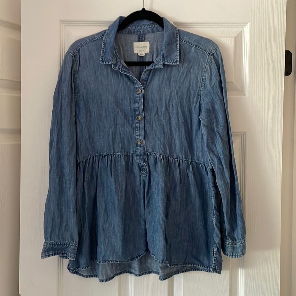 American Eagle • denim peplum shirt • M